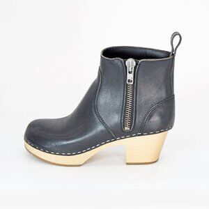 Swedish Hasbeens Black Leather Ankle Boots
